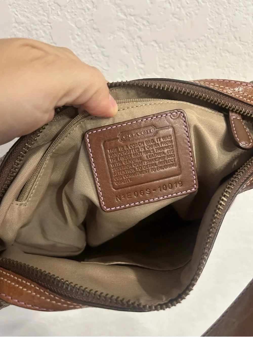 Rare Vintage Coach Y2K Patchwork Leather Trim Hobo Bag 10019 Brown Gold Pink